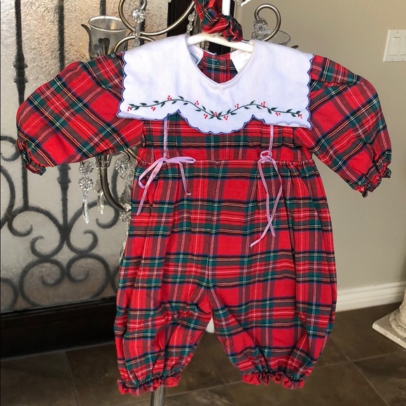 Vintage NWOT 0-3mos plaid romper - Picture 1 of 5